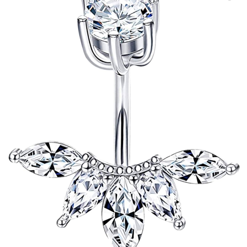 925 crystal belly button ring